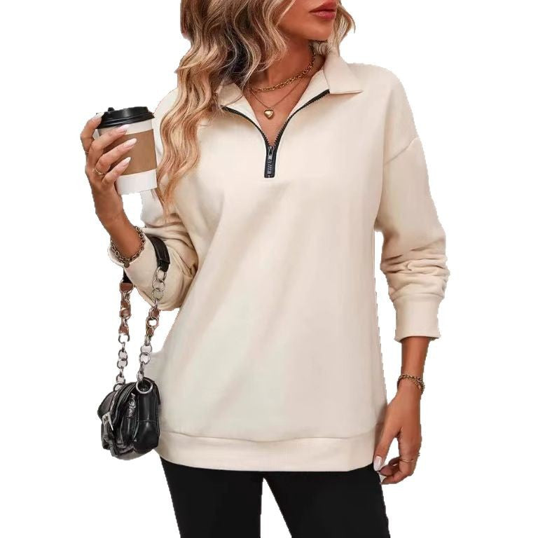 Women's Half-Zip Long-Sleeve Sweatshirt