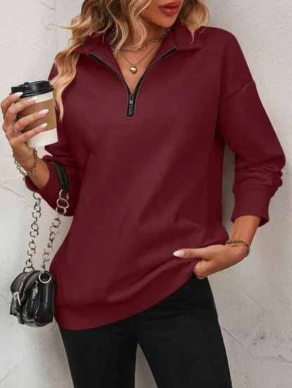 Women's Half-Zip Long-Sleeve Sweatshirt