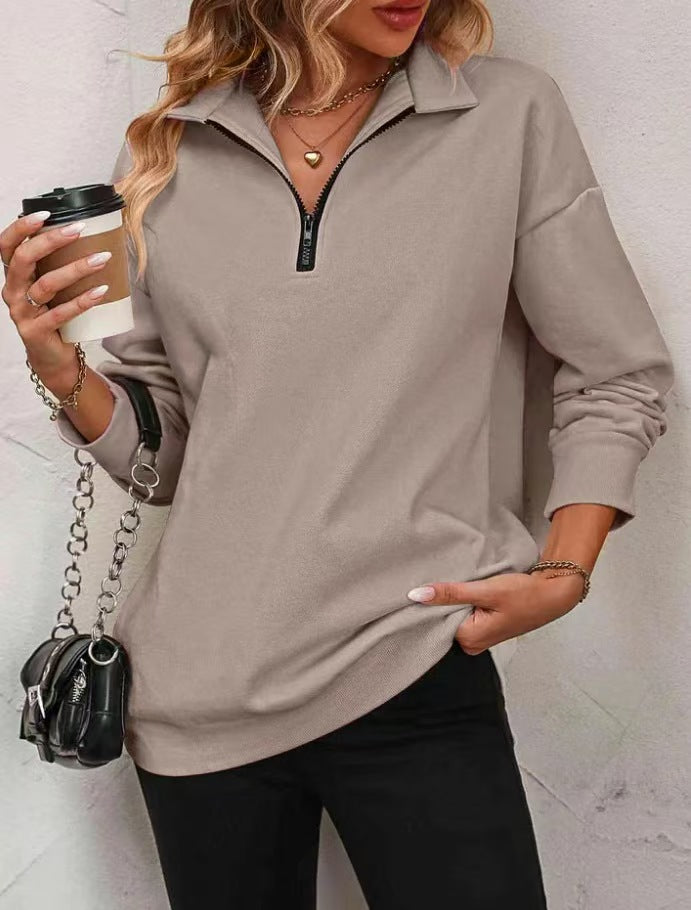 Women's Half-Zip Long-Sleeve Sweatshirt