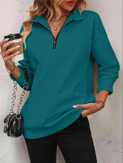 Women's Half-Zip Long-Sleeve Sweatshirt
