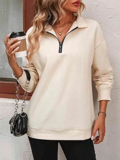 Women's Half-Zip Long-Sleeve Sweatshirt