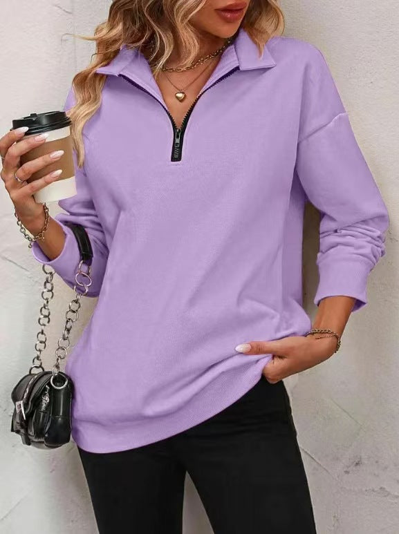 Women's Half-Zip Long-Sleeve Sweatshirt