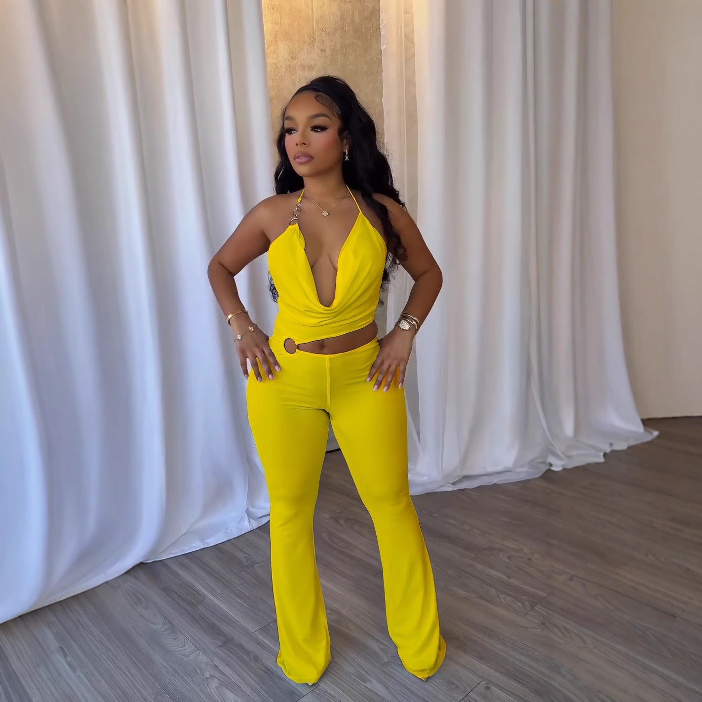 Women's Halter Neck Hollow-Out Jumpsuit