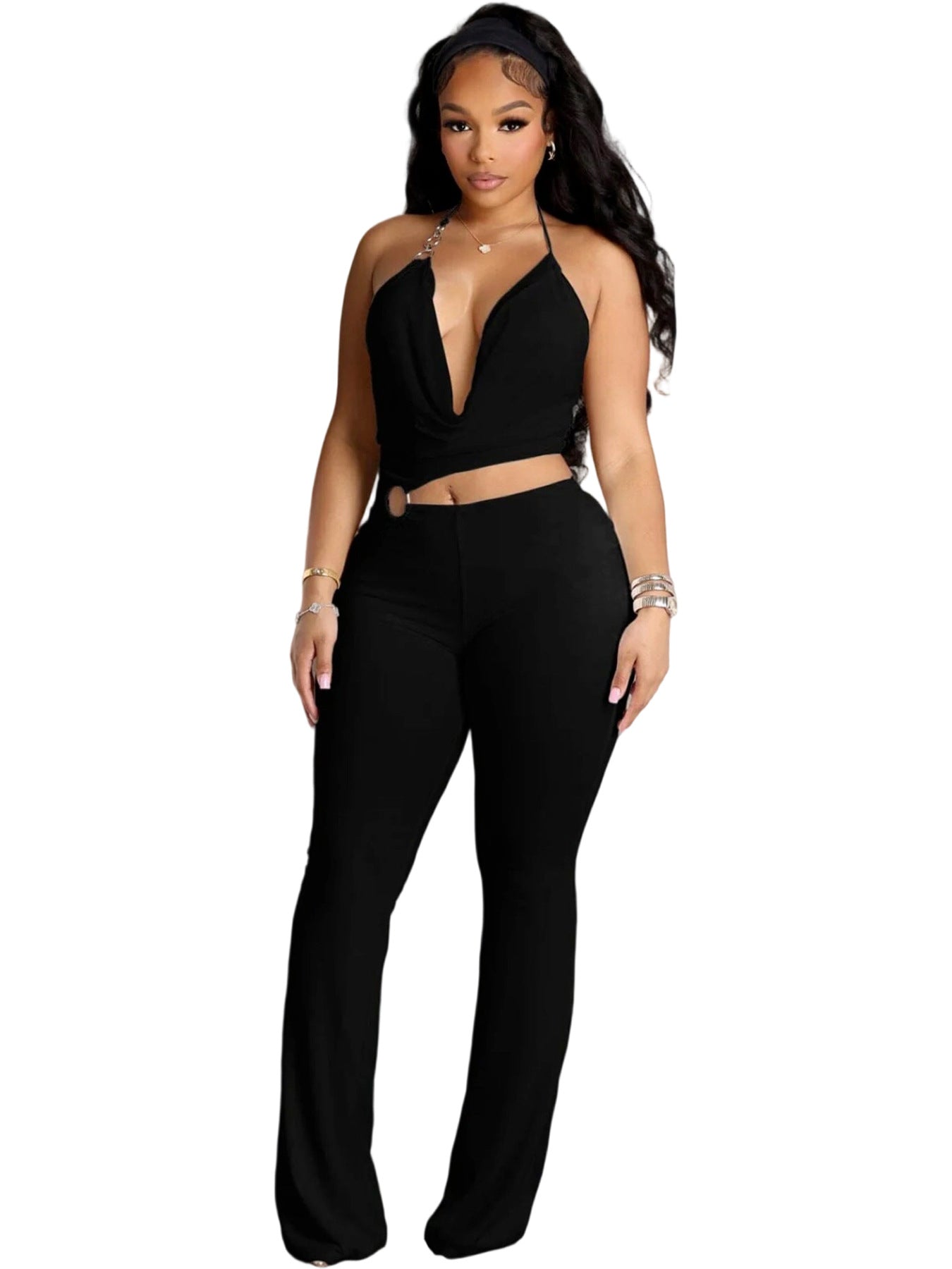 Women's Halter Neck Hollow-Out Jumpsuit