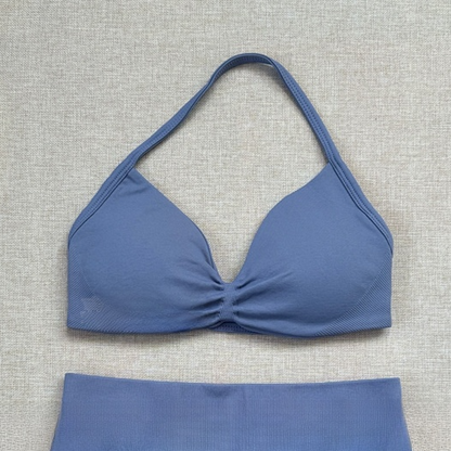 Women's Halter Neck Yoga Bra and Shorts Set