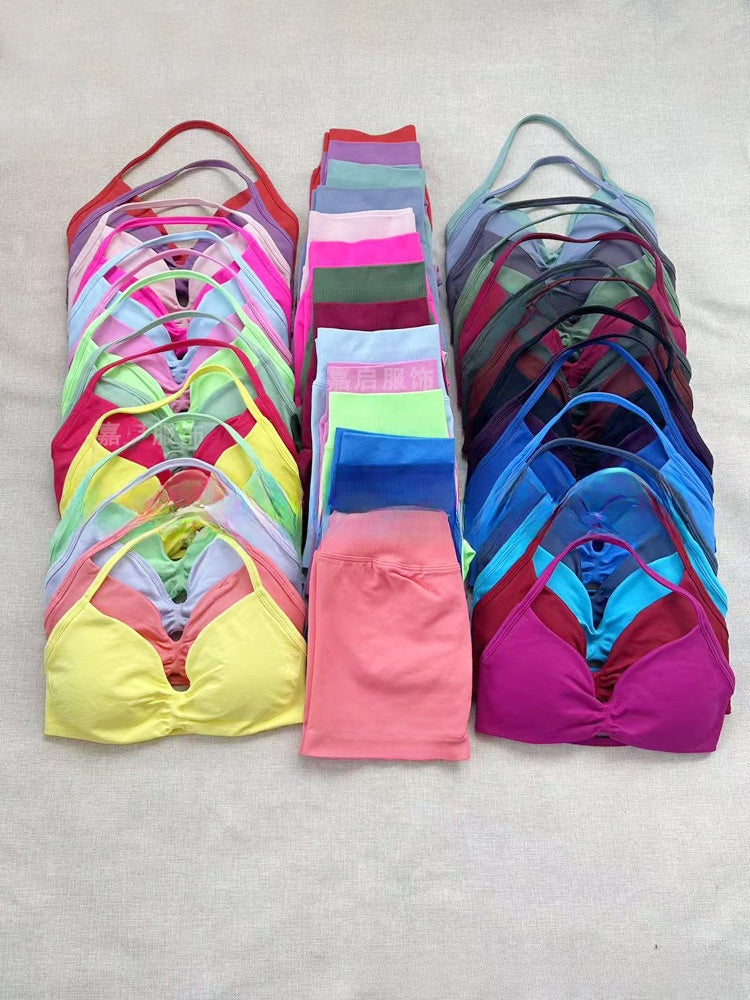 Women's Halter Neck Yoga Bra and Shorts Set