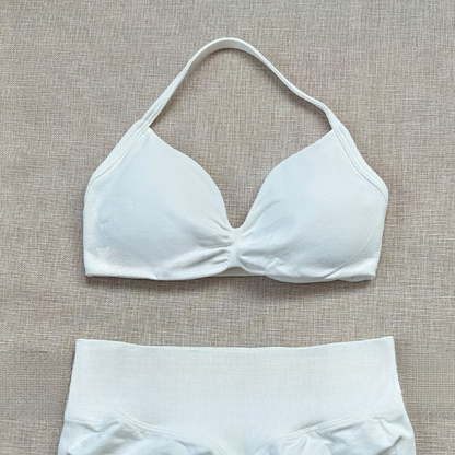 Women's Halter Neck Yoga Bra and Shorts Set
