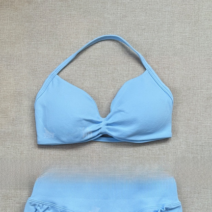 Women's Halter Neck Yoga Bra and Shorts Set