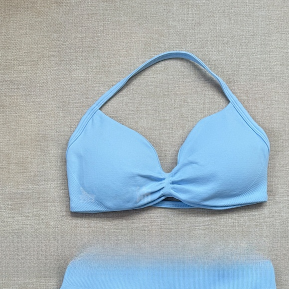 Women's Halter Neck Yoga Bra and Shorts Set