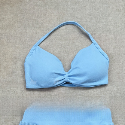 Women's Halter Neck Yoga Bra and Shorts Set