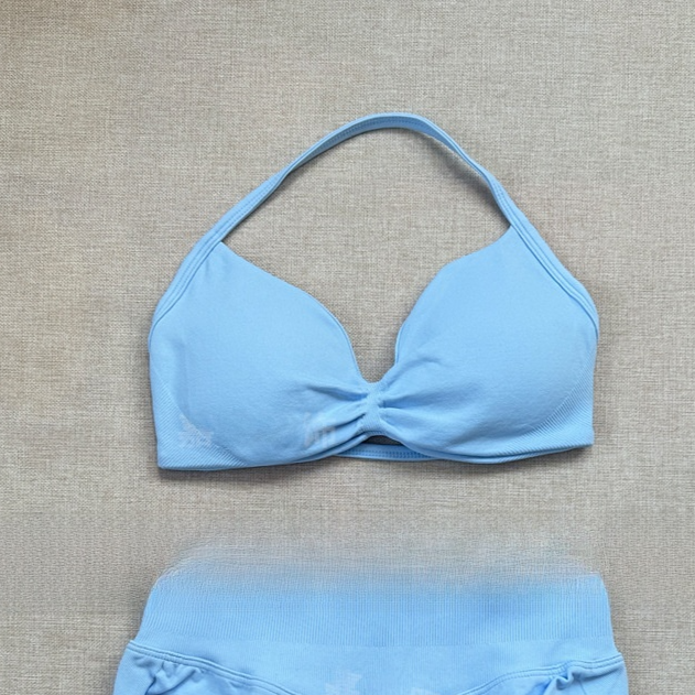 Women's Halter Neck Yoga Bra and Shorts Set