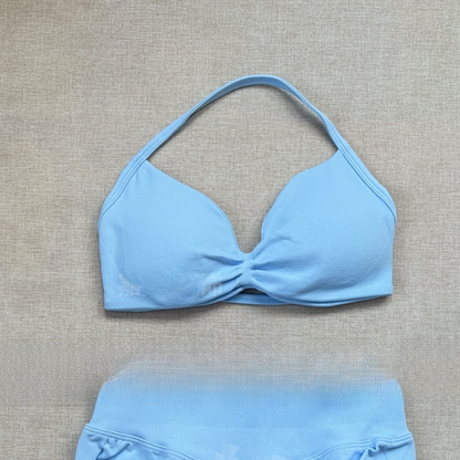 Women's Halter Neck Yoga Bra and Shorts Set