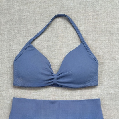 Women's Halter Neck Yoga Bra and Shorts Set