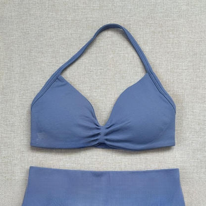 Women's Halter Neck Yoga Bra and Shorts Set