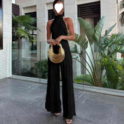 Women's Halter Top and Pleated Pants Suit
