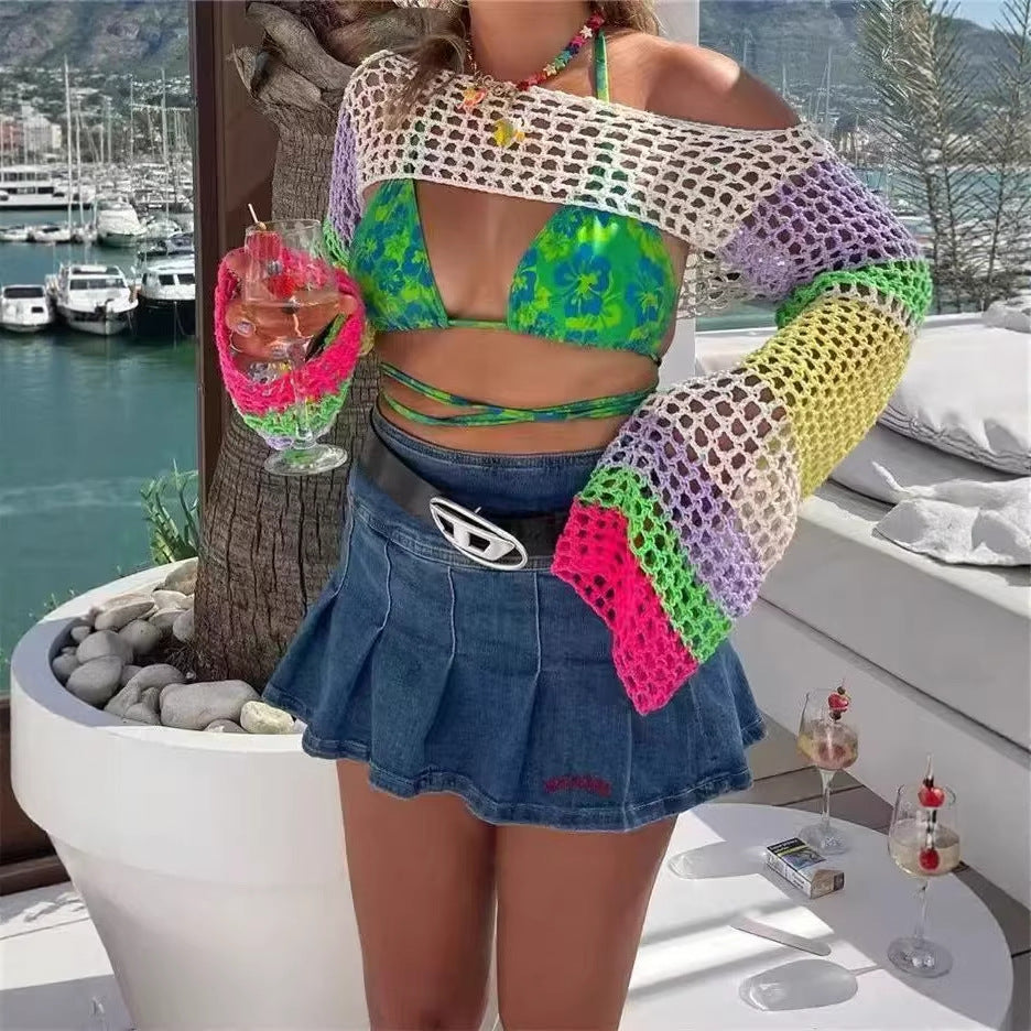 Women's Hand-Knitted Bell Sleeve Sweater