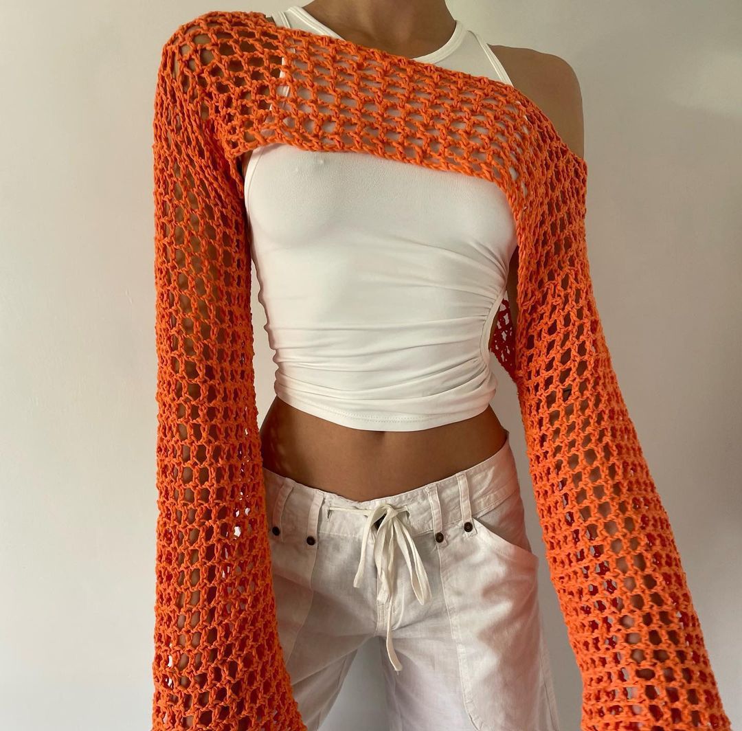 Women's Hand-Knitted Bell Sleeve Sweater