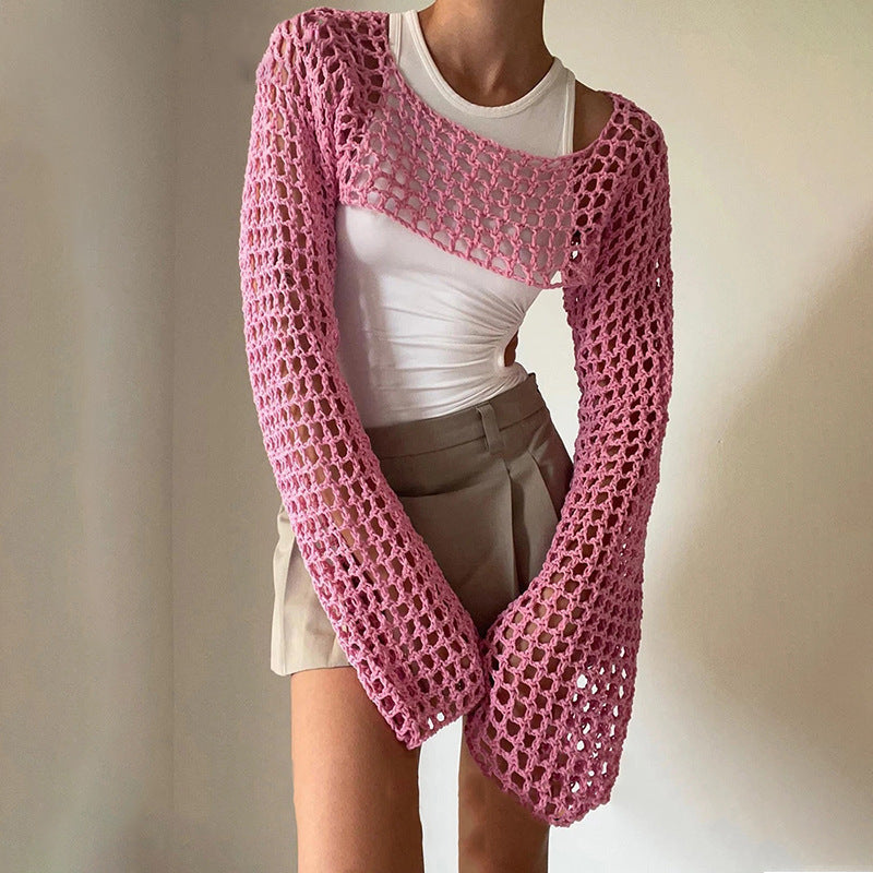 Women's Hand-Knitted Bell Sleeve Sweater