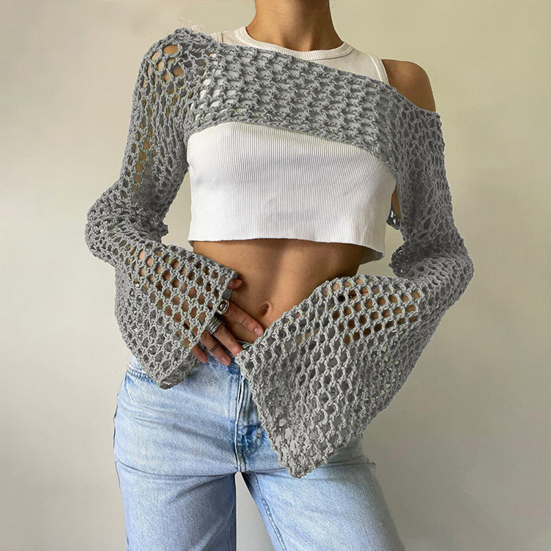 Women's Hand-Knitted Bell Sleeve Sweater