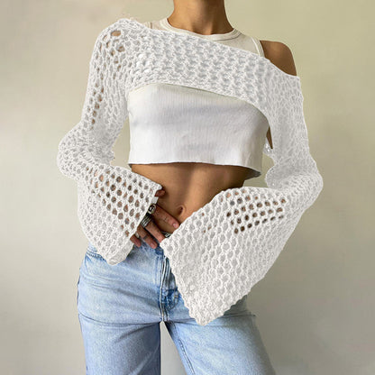 Women's Hand-Knitted Bell Sleeve Sweater