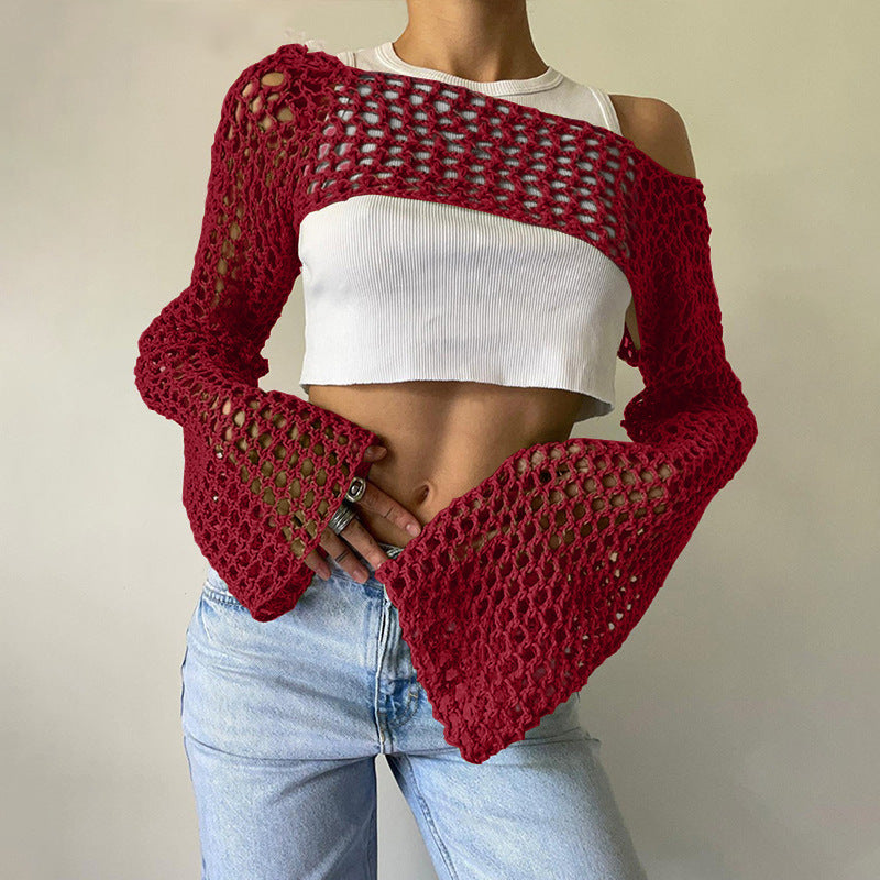 Women's Hand-Knitted Bell Sleeve Sweater