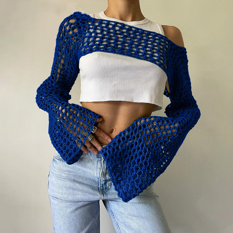 Women's Hand-Knitted Bell Sleeve Sweater