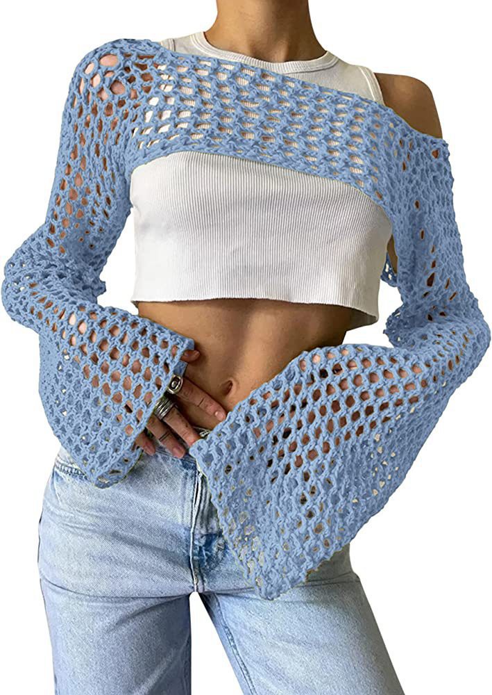 Women's Hand-Knitted Bell Sleeve Sweater