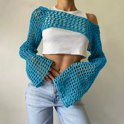 Women's Hand-Knitted Bell Sleeve Sweater