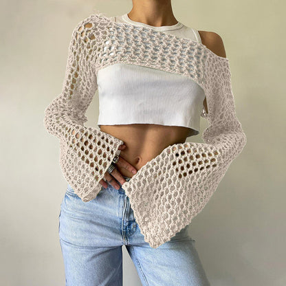 Women's Hand-Knitted Bell Sleeve Sweater