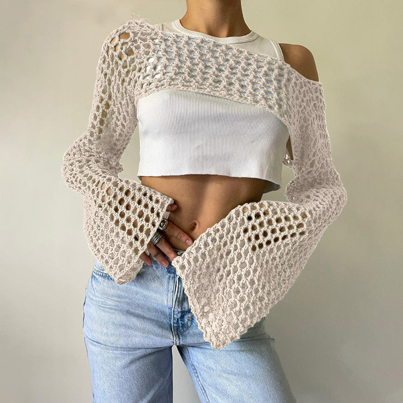 Women's Hand-Knitted Bell Sleeve Sweater