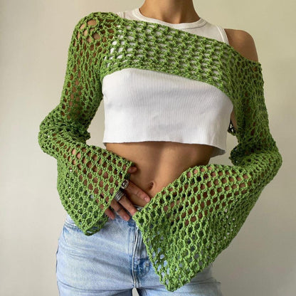 Women's Hand-Knitted Bell Sleeve Sweater