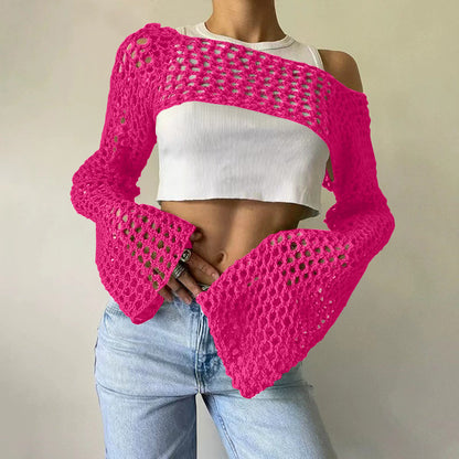 Women's Hand-Knitted Bell Sleeve Sweater