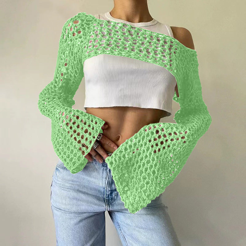 Women's Hand-Knitted Bell Sleeve Sweater