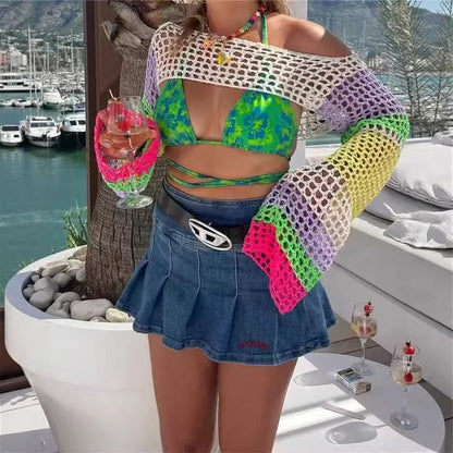 Women's Hand-Knitted Bell Sleeve Sweater