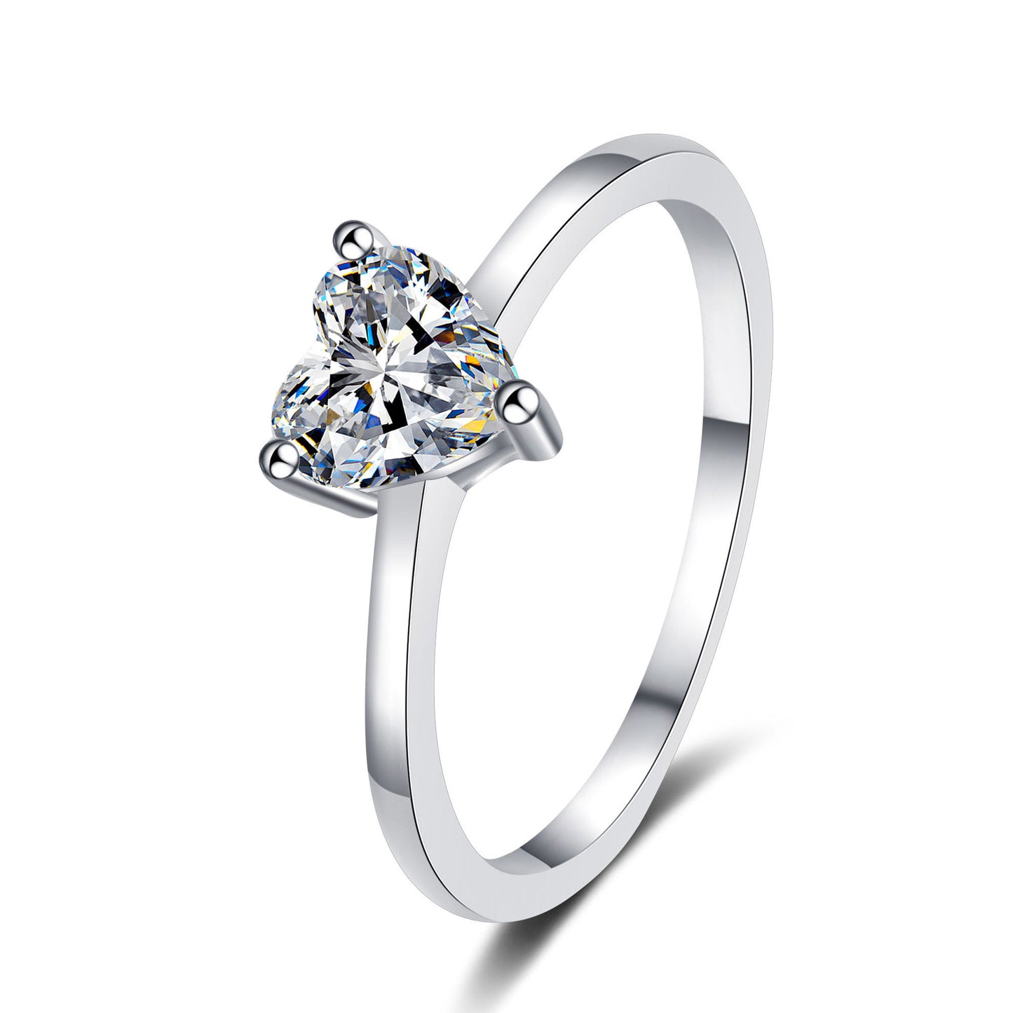 Women's Heart Moissanite Silver Ring