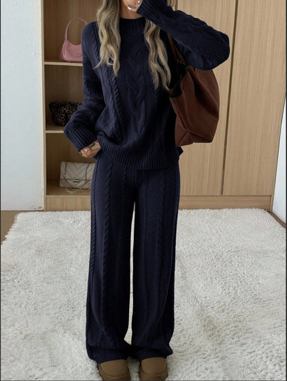 Women's Hemp Pattern Knitted Wide-Leg Pants