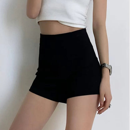 Women's High Waist A-Line Black Casual Shorts