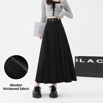 Women's High-Waist A-Line Pleated Mid-Length Skirt