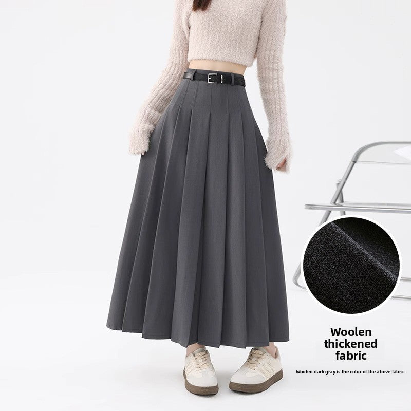 Women's High-Waist A-Line Pleated Mid-Length Skirt
