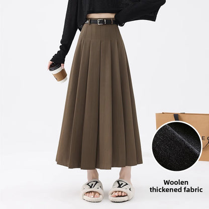 Women's High-Waist A-Line Pleated Mid-Length Skirt