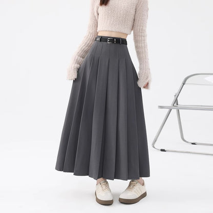 Women's High-Waist A-Line Pleated Mid-Length Skirt