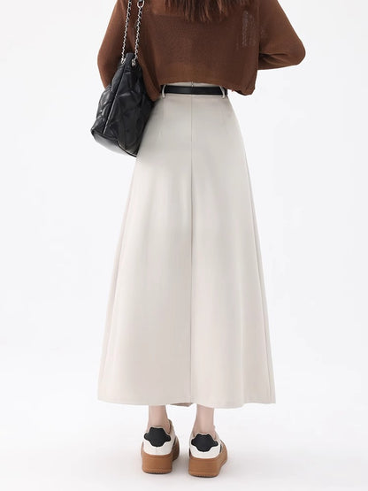 Women's High-Waist A-Line Pleated Mid-Length Skirt