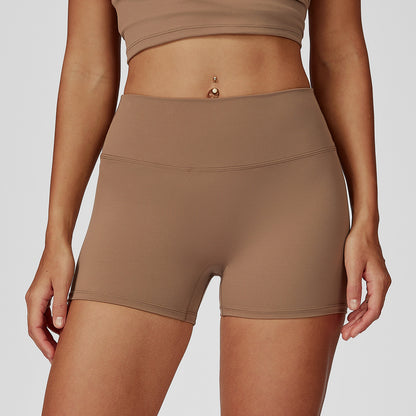 Women's High Waist Brushed Yoga Shorts for Fitness and Running