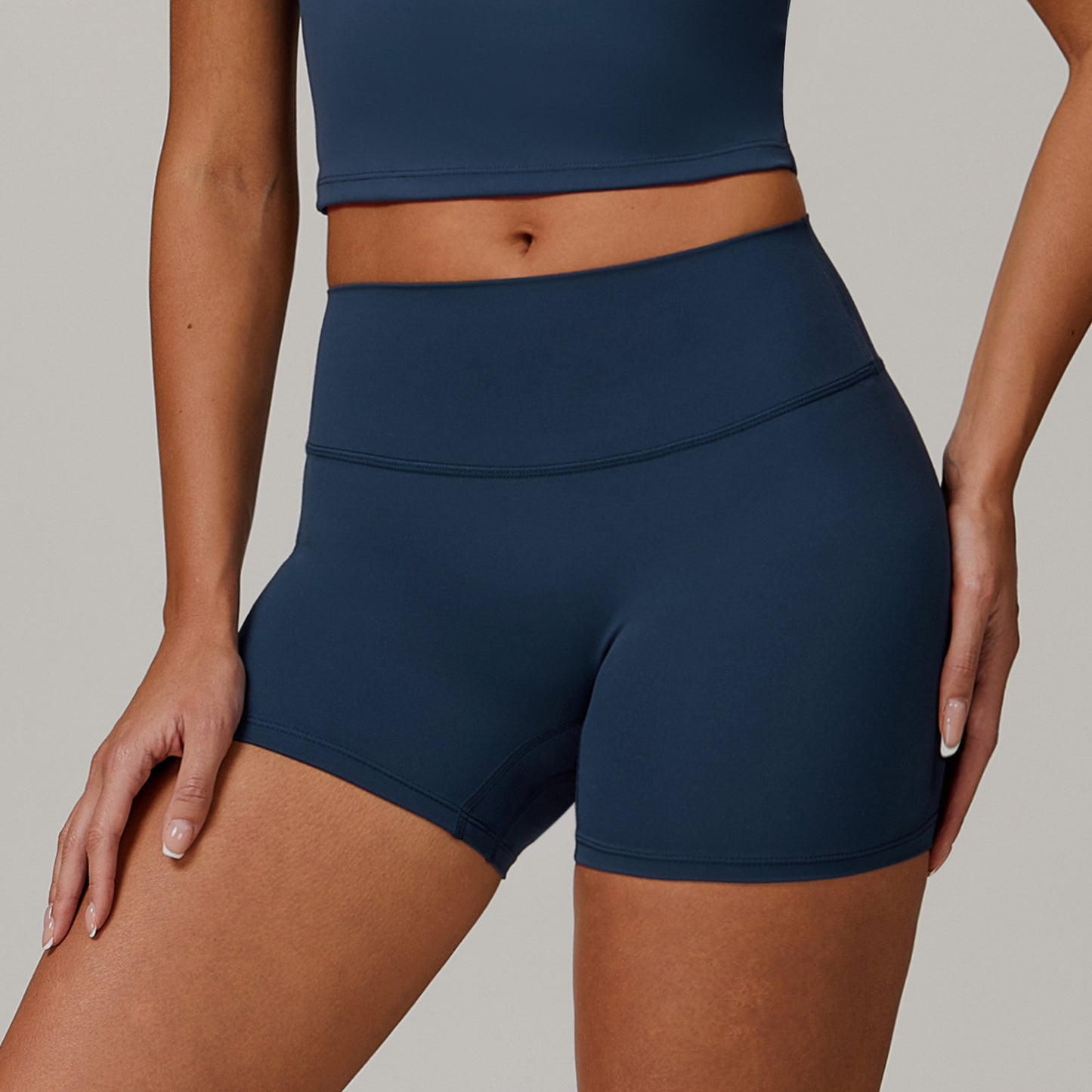 Women's High Waist Brushed Yoga Shorts for Fitness and Running