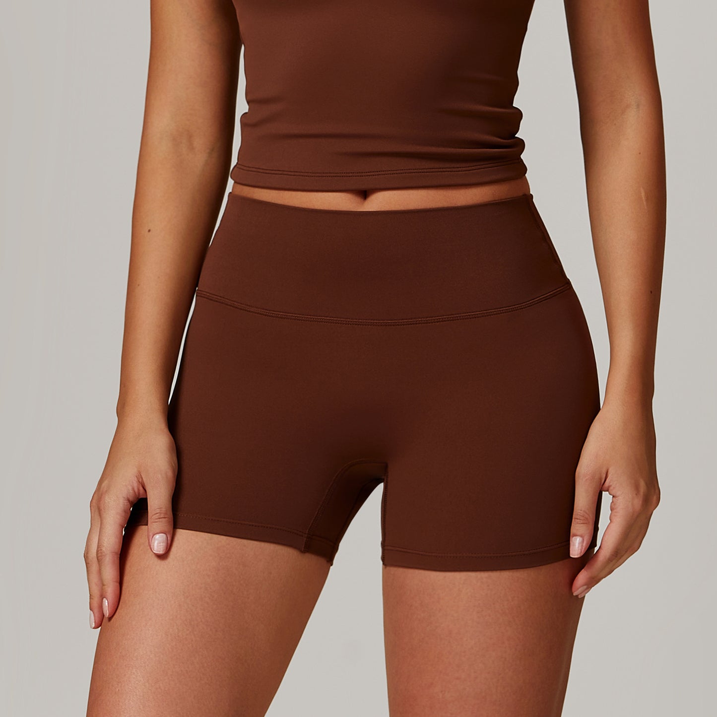 Women's High Waist Brushed Yoga Shorts for Fitness and Running