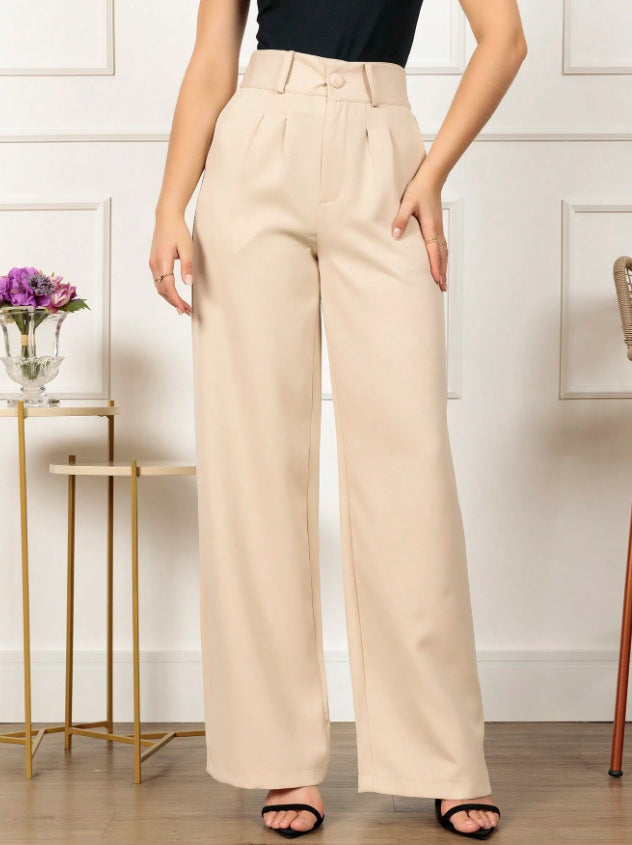 Women's High Waist Casual Straight Leg Trousers