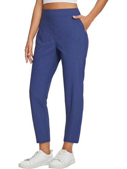 Women's High Waist Elastic Zipper Pocket Casual Pants