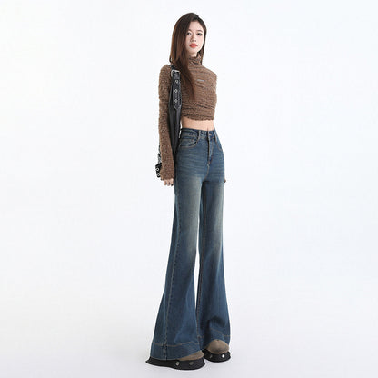 Women's High-Waist Flared Denim Trousers