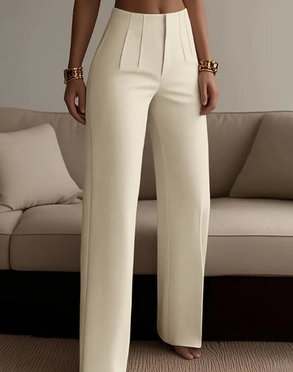 Women's High Waist Pleated Slim Fit Trousers