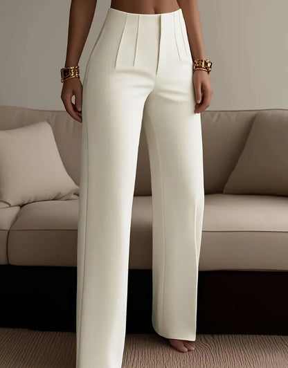 Women's High Waist Pleated Slim Fit Trousers